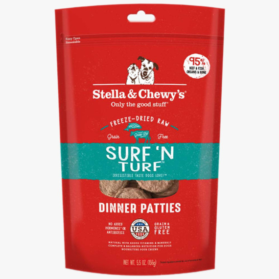 Stella & Chewy's Dinner Patties 凍乾狗糧脫水肉餅 - 海陸佳餚 (牛肉及三文魚肉配方) 5.5oz